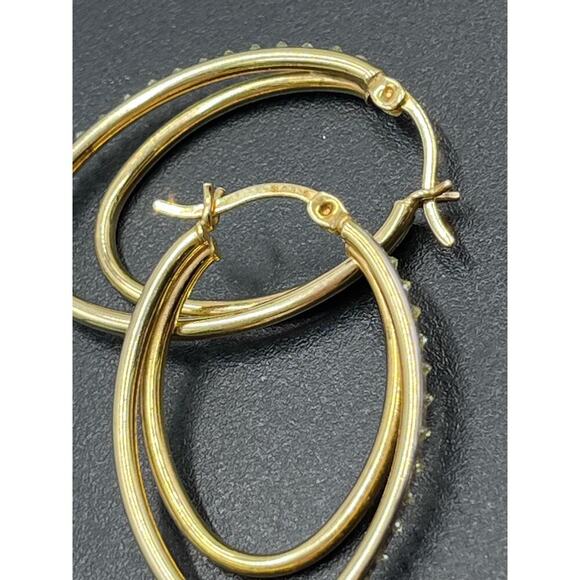 SLC Designer Sterling Silver Vermeil Pave‎ Double Hoop Pierced Earrings - Picture 11 of 15